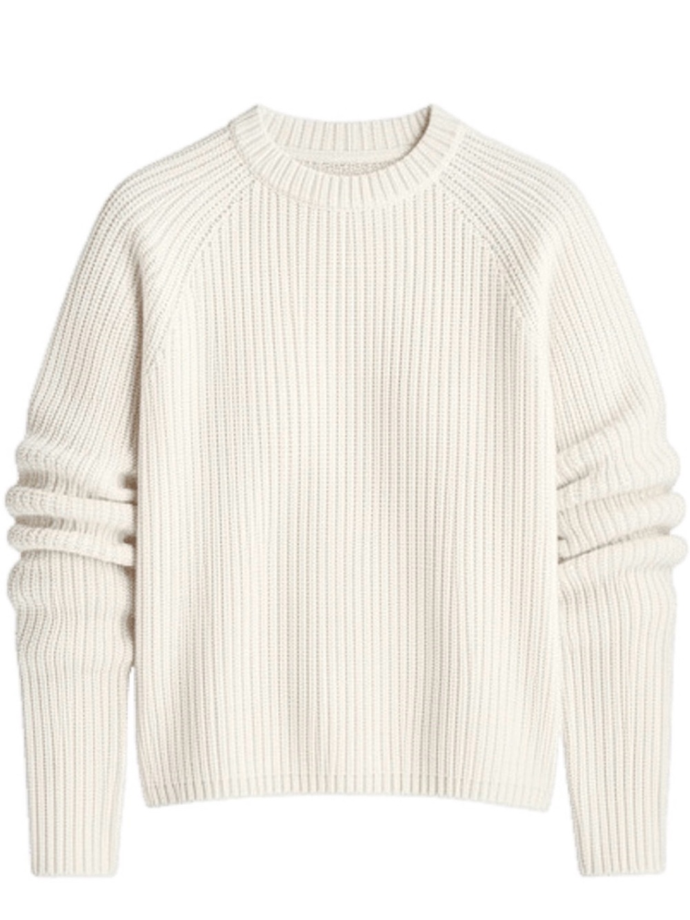 Quince Cream Ribbed Crewneck Sweater